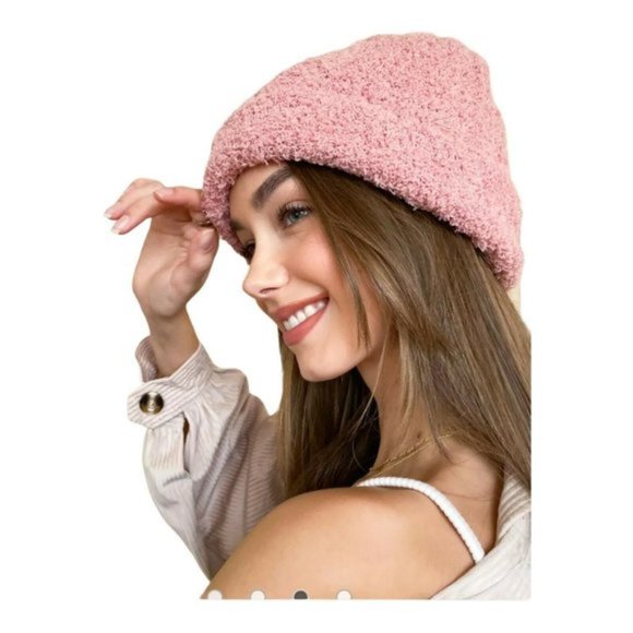 FREE PEOPLE Cloud Rib Blush Beanie Soft Lulliby Pull On Cozy Comfy Boho Warm - Picture 2 of 10